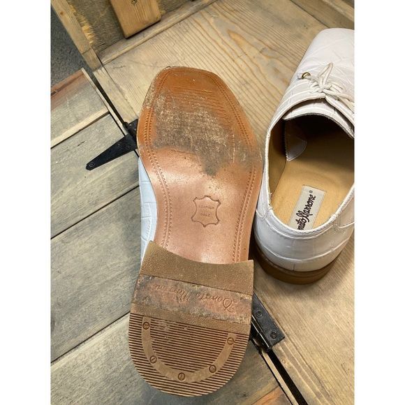 DONATO Marrone Mens White Croc Embossed Leather Oxfords Size 12 Groom - Picture 8 of 9